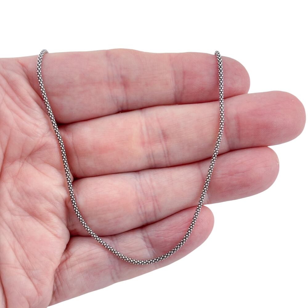 Vintage Italian Sterling Silver 925 Popcorn Chain Necklace 20"